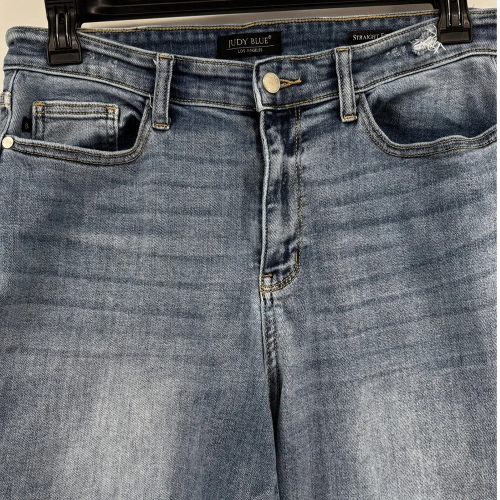Judy Blue Straight Fit Jean Light/Medium Wash Denim Women 13/31 Boot Cut Stretch